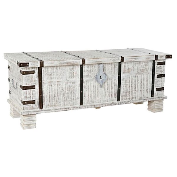 Opbevaringskasse - DKD Home Decor - Mango træ - Metal - 116x40x45 cm - Elegant og praktisk Vit
