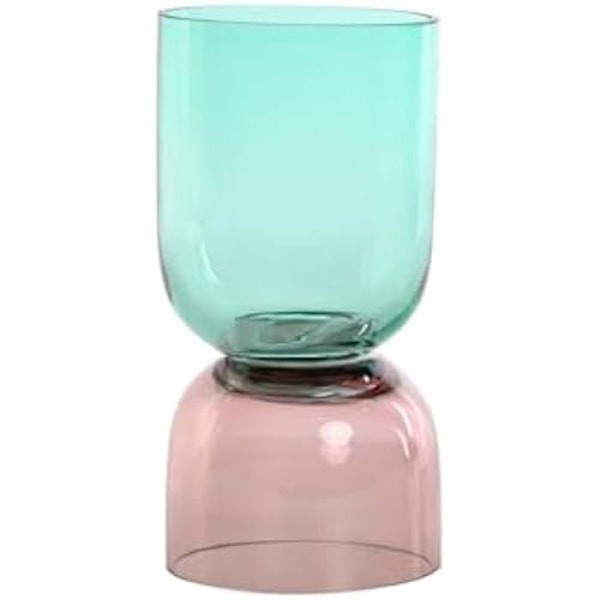 Tvåfärgad vas - HOME ESPRIT - 10 x 10 x 21 cm - Glas - Flerfärgad - Modern design Flerfärgad