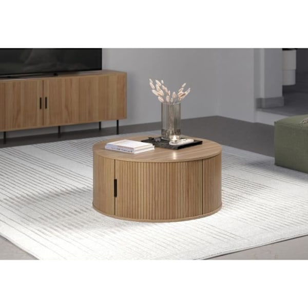 Bordplade - Rund - I MDF - Eg - Essentiel - Diameter 80 cm Højde 36 cm - RONIN Egetræ