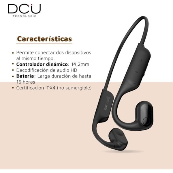 Bluetooth-høretelefoner med luftledning DCU TECNOLOGIC - Sort