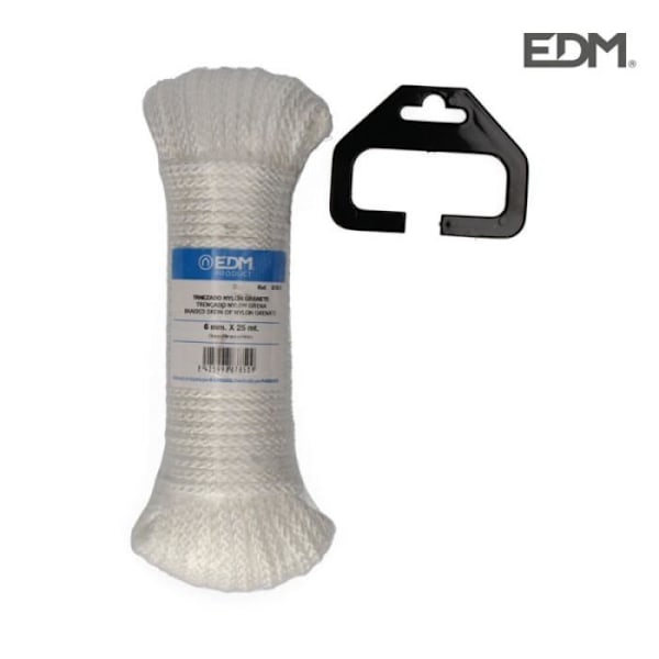 Fläta av nylon - EDM - 25mts - Vit - Granat Vit