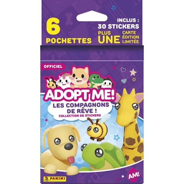 Klistermærker - PANINI - Adopt Me! Roblox - Blister 6 pakker - 1 kort i begrænset oplag - 35 klistermærker Flerfärgad