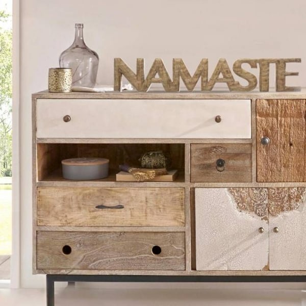 Namaste Rituel træbordsdekoration - Atmosphera - L. 54 x D. 3,5 x H. 10 cm kastanj