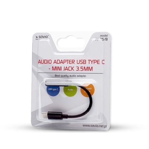 SAVIO AK-35-B KABLETYPE 3.1 C JACK 3.5MM STRØMDRIVER