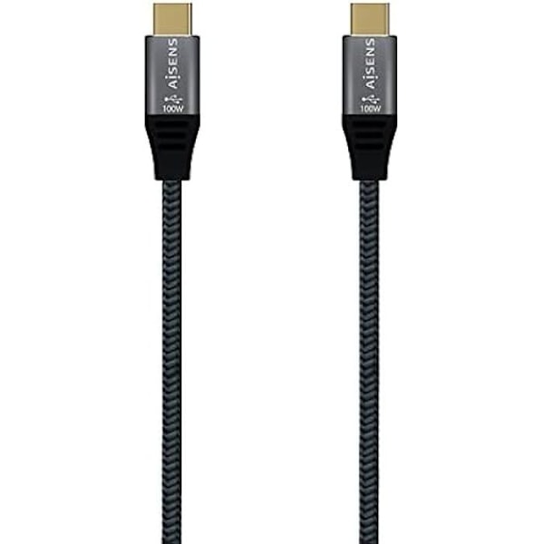 AISENS - A107-0672 - USB 3.2 Gen2x2 20Gbps 5A 100W E-mærkekabel, type USB-C/M-USB-C/M, grå, 1,5 m