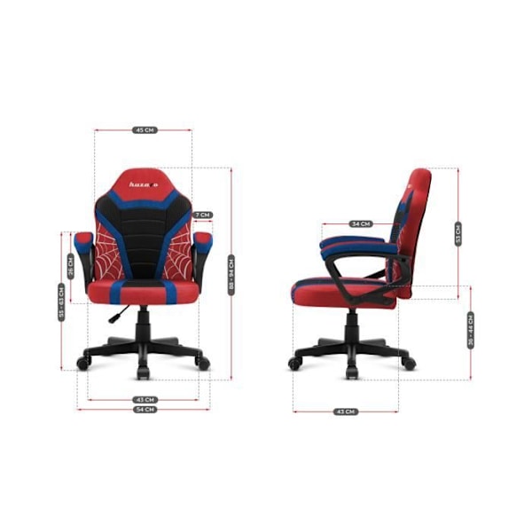Gaming stol HUZARO Ranger 1.0 Spider Mesh til børn - Rød - Højde justerbar - Bløde armlæn röd, svart, blå