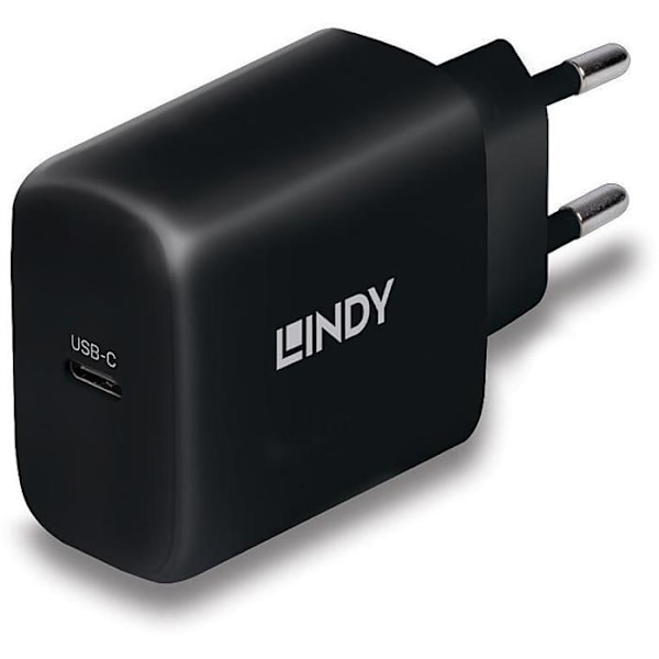 GaN 65W USB Type C oplader - LINDY - LINACC73426 - Kompakt og hurtig - Integreret beskyttelse Sort