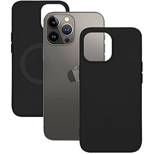 Semi-stivt etui - KSIX SMART YOUR TECH - iPhone 14 Pro - Magnetisk ring - MagSafe-kompatibel - Skridsikker Svart