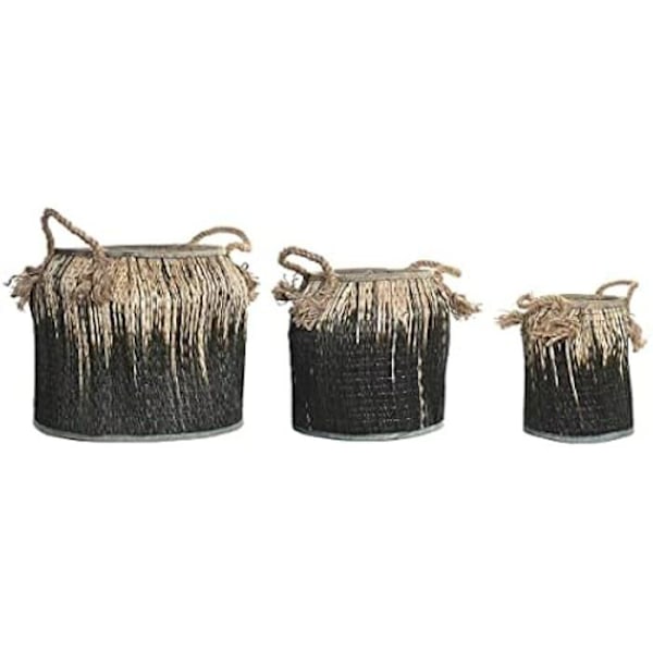 Korgset - DKD Home Decor - Standard - Svart - Rotting - 44x44x48 cm Svart