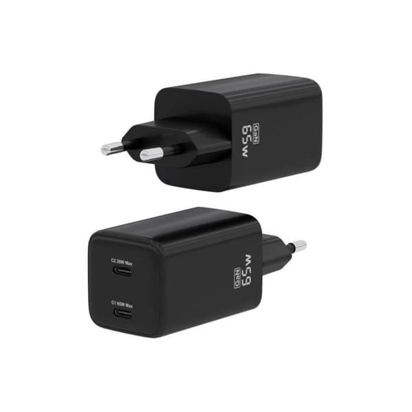 CARGADOR AISENS GAN 65W 2XUSB-C PD3.0 QC4.0 MUSTA