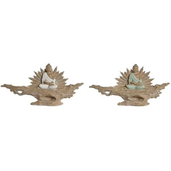 Koristehahmo - HOME ESPRIT - Itämainen Buddha - Monivärinen - 30 x 6 x 15 cm - 2 kpl Flerfärgad