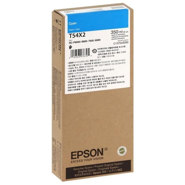 EPSON T54X2 plotter blækpatron til SureColor SC-P6000/P7000/P8000/P9000 Cyan printer - 350ml