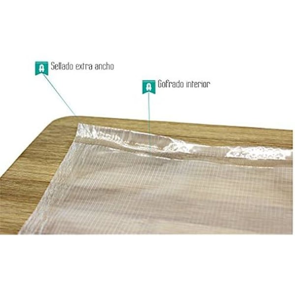 Tyhjiöpussit - ALFA - 0MP2514400 - 30 x 35 cm - Uudelleenkäytettävä - Mikroaaltouuni yhteensopiva - 5 vahvistettua kerrosta Vit
