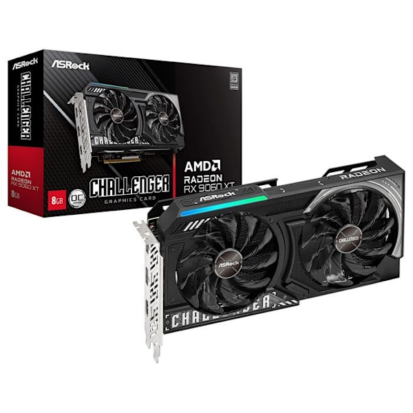 Grafikkort - ASRock - Radeon RX 9060 XT - 8GB GDDR6 - Ray Tracing - Aktiv kylning