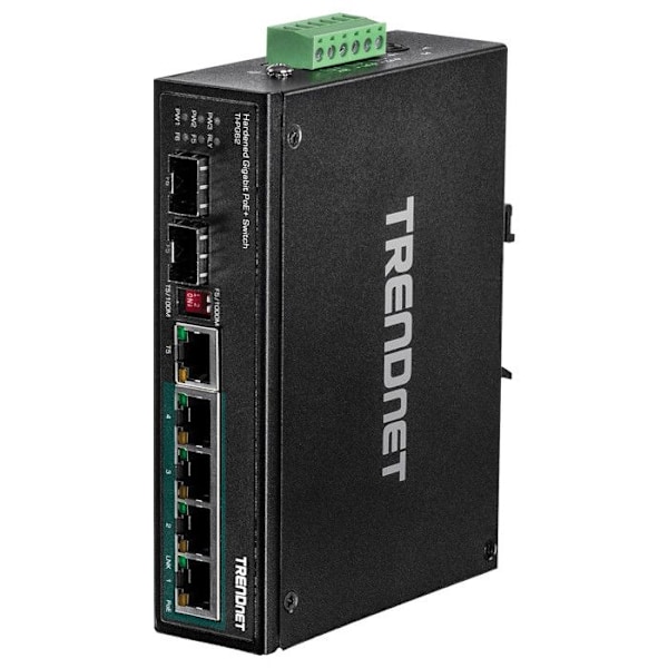 TRENDnet TI-PG62 Unmanaged Switch 4 x 10-100-1000 (PoE+) + 1 x Shared Gigabit SFP + 1 x Gigabit SFP + 1 x 10-100-1000...