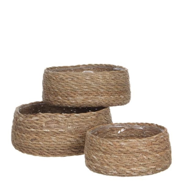 Dekorativ Korg - Mica Decorations - Atlantic - Set med 3 - Zostère - Ljusbrun - H10 x Ø26 cm Ljusbrun