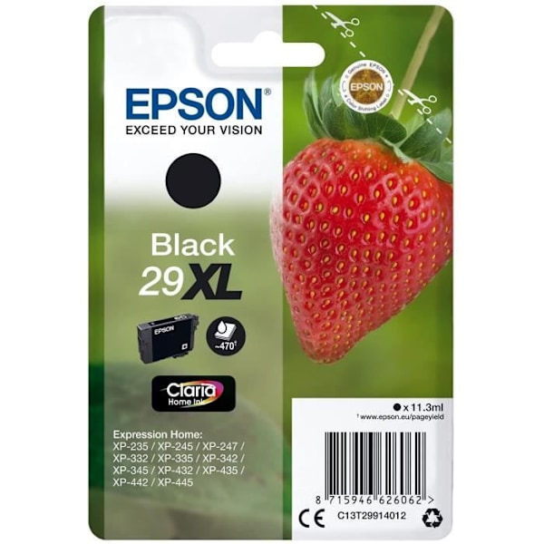 EPSON T2991 XL sort blækpatron - Strawberry (C13T29914012)