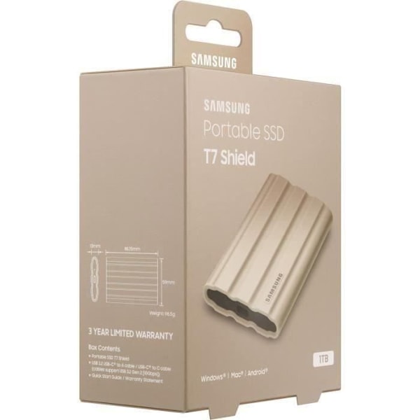 SAMSUNG Extern SSD T7 Shield Beige 1 TB MU-PE1T0K/EU