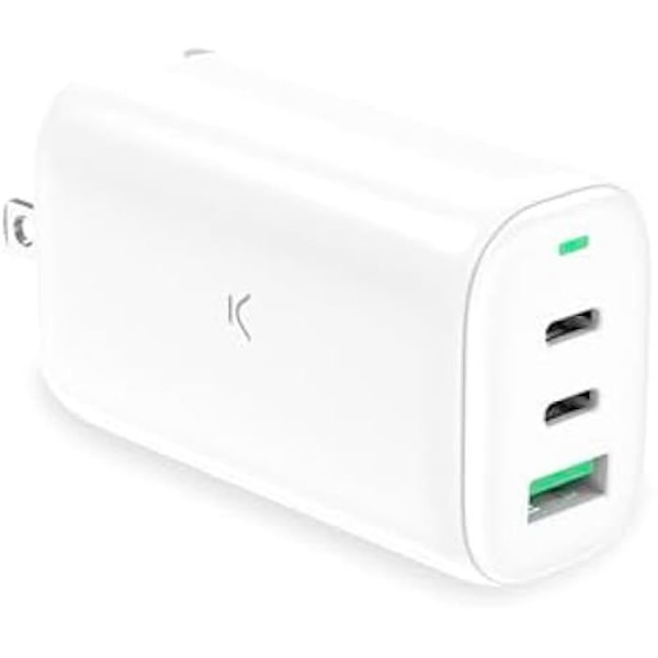 Ksix GAN 65W multiport netværksoplader, PPS, strømforsyning, ultrahurtig opladning, US+EU+UK stik, hvid Vit