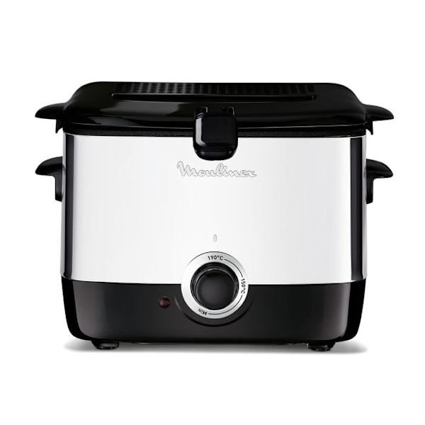 Moulinex, Minifrito, Klassinen friteuse, 1 L, 600 ranskalaista perunaa, Jopa 4 henkilöä, 150 °C - 190 °C, Kompaktit, helppo säilyttää Svart silver