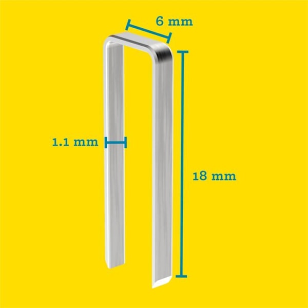 Smalte hæfteklammer - RAPID - N°606 - 18 mm - Galvaniseret - Pakke med 200 grå