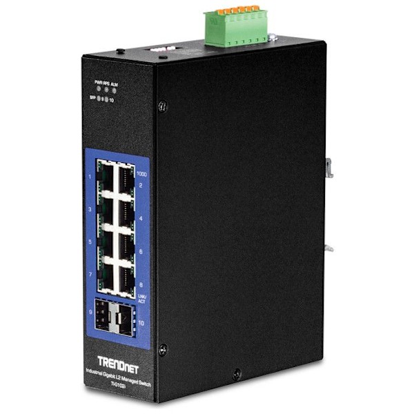 trendnet 10-port ind.gb l2 mgd switch din-rail blackRouter, Wifi, netværk 10-PORT IND.GB L2 MGD SWITCH DIN-RAIL 182893 Sort
