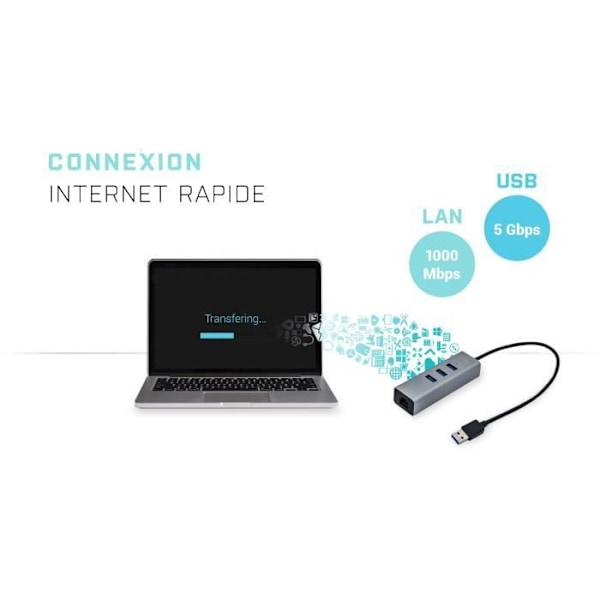 i-tec - USB 3.0 Metal 3-Port USB HUB med Gigabit Ethernet