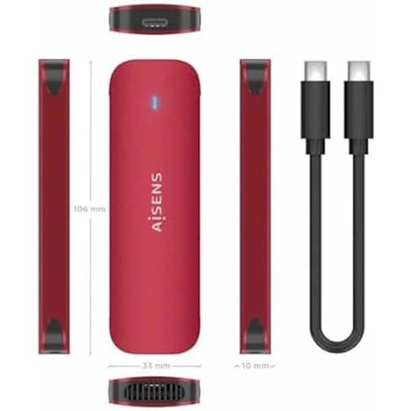 Kiintolevykotelo - Aisens - ASM2-027RED - USB 3.0 - 2,5" - Punainen