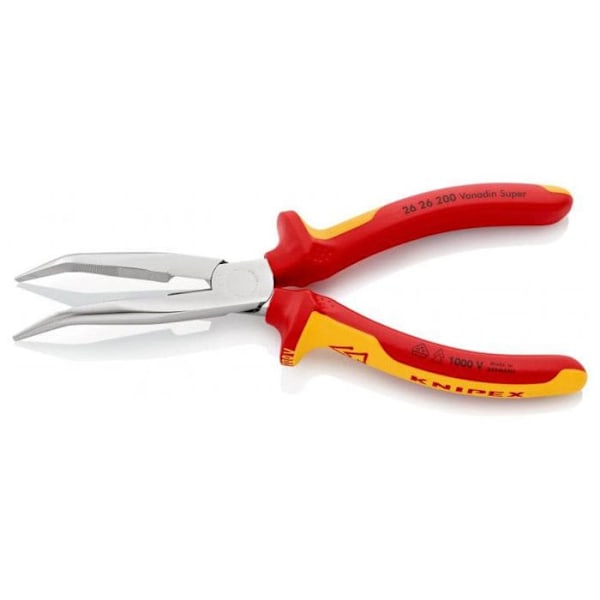 KNIPEX halvrund næsetang - VDE - 40° vinklet kæbe - Ribbede skær - Vanadiumstål - Orange