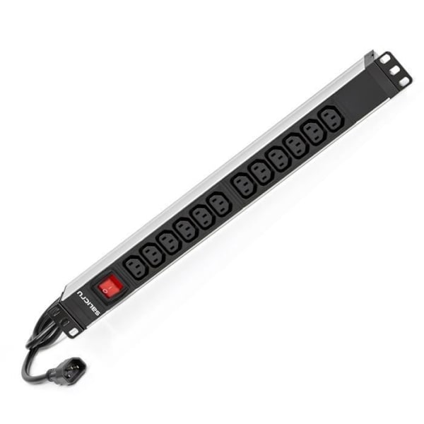 Salicru - Virtajohto, jossa 12 IEC C13 -liitintä ja kytkin 19" telineeseen Salicrulta
