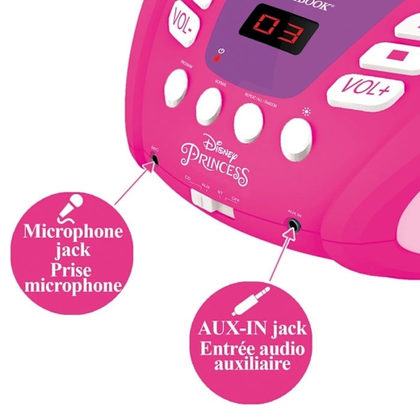 Bluetooth CD-afspiller Disney Princess med Lyd- og Lys Effekter Rosa