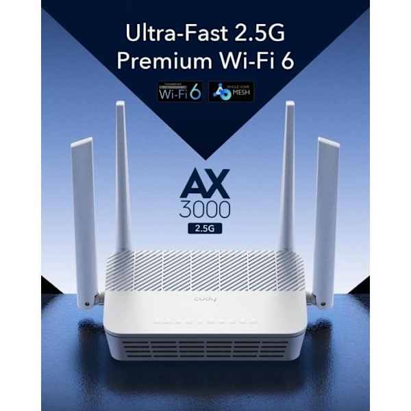 WiFi 6 Router - CUDY - AX3000 - WAN 2,5 Gbit/s - 4 RJ45 Porte - MU-MIMO - VPN Support