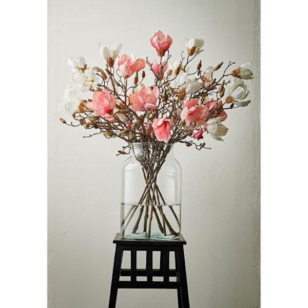 Kunstig magnolia gren - H88 cm - Lys pink - Glimmer dekorationer Ljusrosa