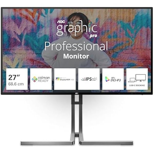PC plattskärm - AOC - U27U3CV - 27 tum - 4K Ultra HD - LCD svart