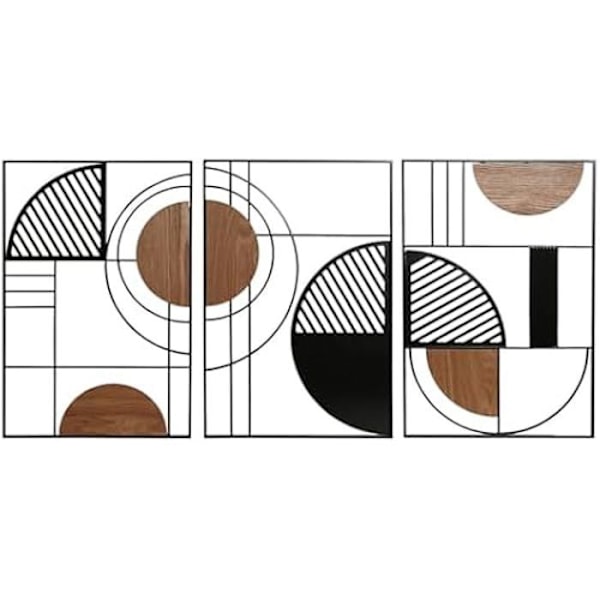 Vægdekoration - HOME ESPRIT - Sort - 40 x 2 x 60 cm - Moderne - 3 enheder mångfärgad