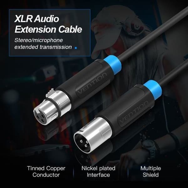 Vention XLR-äänitukikaapeli 10m musta