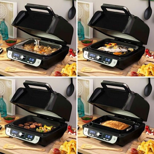 Air Fryer med grill, tilbehør og opskriftsbog InnovaGoods Air Fryer Fryinn 12-i-1 6000 Sort Stål 6 L 3400 W