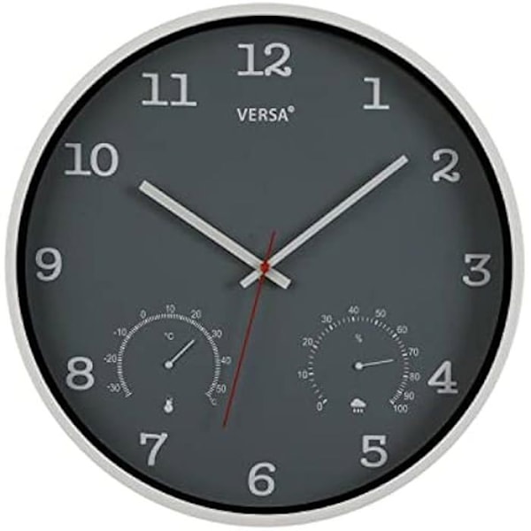 Seinäkoristelu - VERSA - RELOJ DE PARED GRIS - Pyöreä - Harmaa Grå