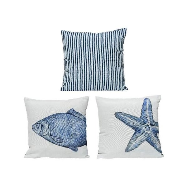 Kudde - Ej specificerad - 40 x 40 cm - Blå och Vit - Polyester - Inomhus Blå vit
