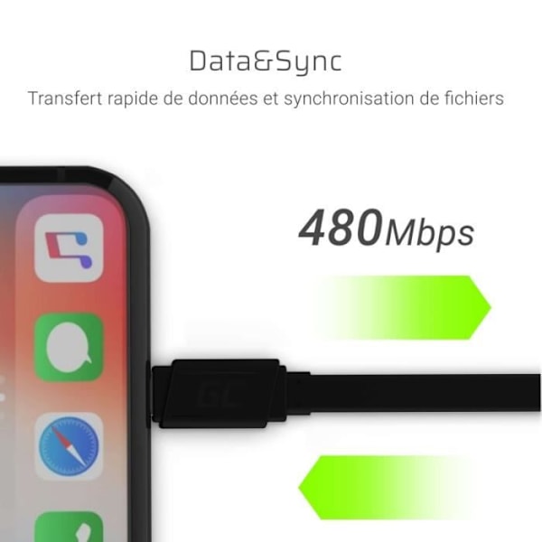Green Cell GCmatte USB - Lightning-kabel 25cm för iPhone, iPad, iPod, snabbladdning