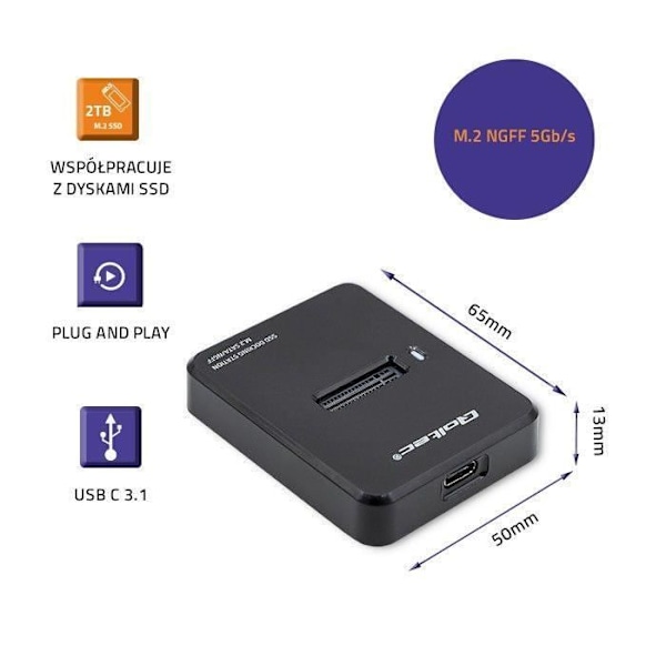 Qoltec dockingstation SSD M.2 SATA, NGFF, USB 3.1 - 5901878503141