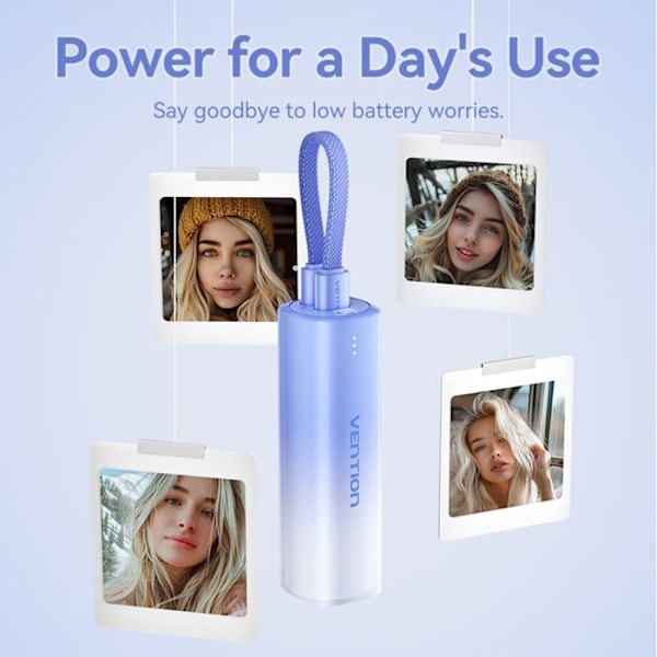Hurtigladekabel til ekstern batteri, Type-C, Lightning, 5000mAh - Vention (FHWY0) - Gul