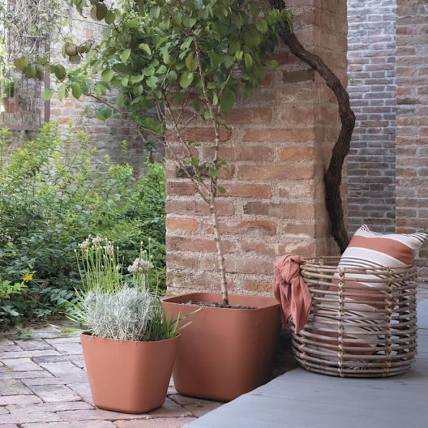 Kvadret blomsterkrukke - DEROMA - Origin - 29 L - Terrakotta Terrakotta