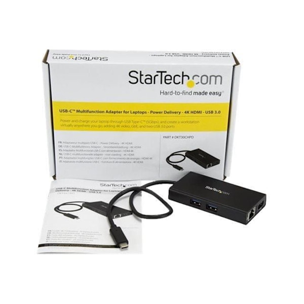 USB-C monipistoriliitin - STARTECH.COM - HDMI 4K - Tehojakelu - Ethernet - USB 3.0