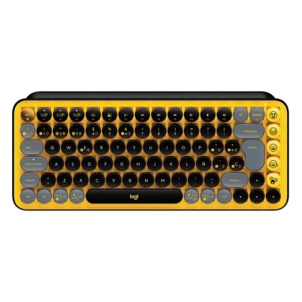 Logitech POP Keys trådlöst mekaniskt tangentbord med anpassningsbara emoji-tangenter, spanskt QWERTY-tangentbord - Blast - Svart, Grå, Gul