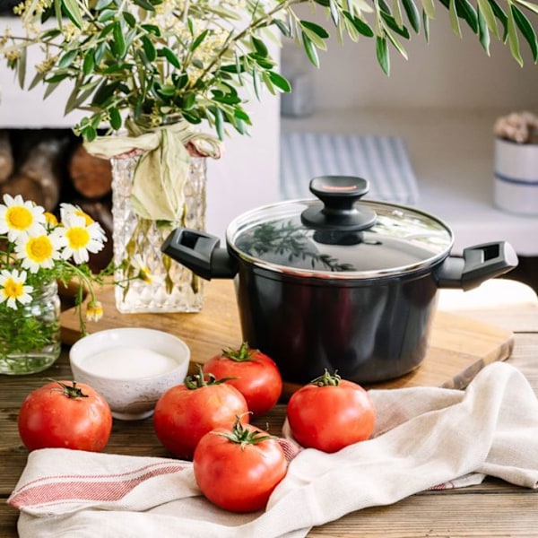 MONIX Titan Rock | Gryta på 28 cm i höjd, i smidd aluminium, full induktionsbotten, non-stick inuti och utanpå.