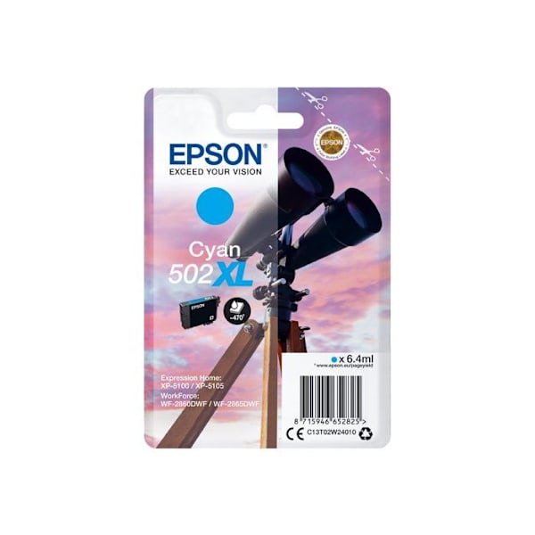 EPSON 502XL blækpatron - 6,4 ml - høj kapacitet - Cyan