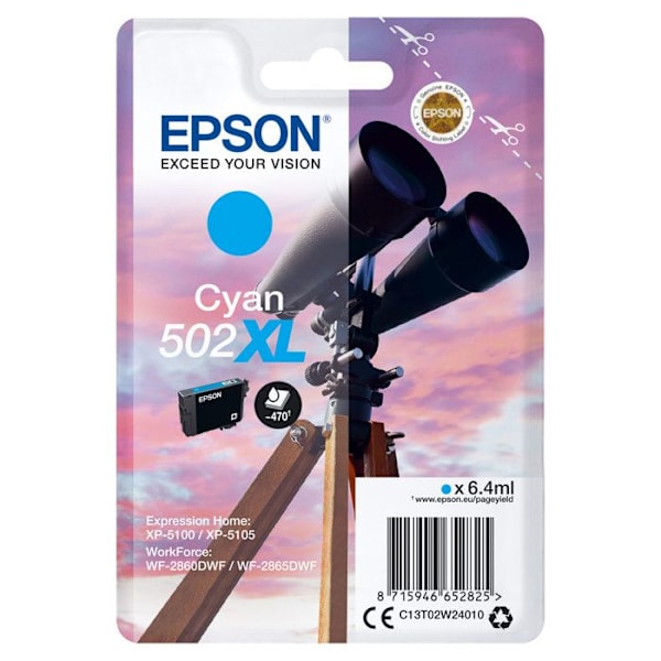 EPSON 502XL blækpatron - 6,4 ml - høj kapacitet - Cyan