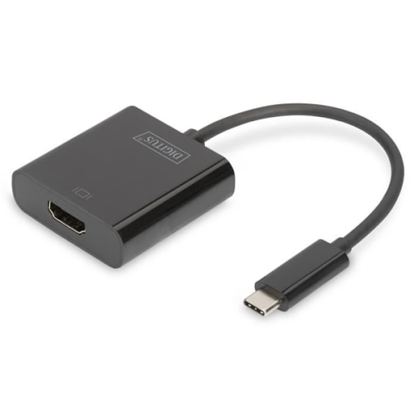 Digitus DA-70852, 0,15 m, USB C, HDMI Type A (Standard), Han, Hun, Lige Sort
