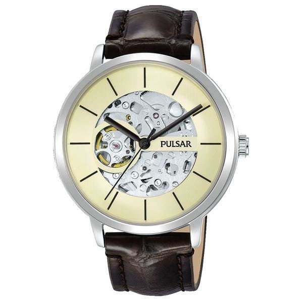Ur - Pulsar - P8A005X1 - Brunt læder - Ø 42 mm - Vandtæthed 5 ATM Brun, Silver, Beige